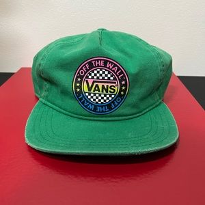 Vintage Vans 5 panel SnapBack Men’s / Unisex Hat Green Rainbow Checkered Logo